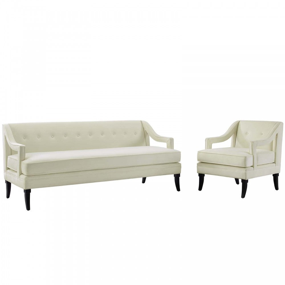 Concur Living Room Set Performance Velvet Set of 2, Ivory, EEI-4024-IVO-SET
