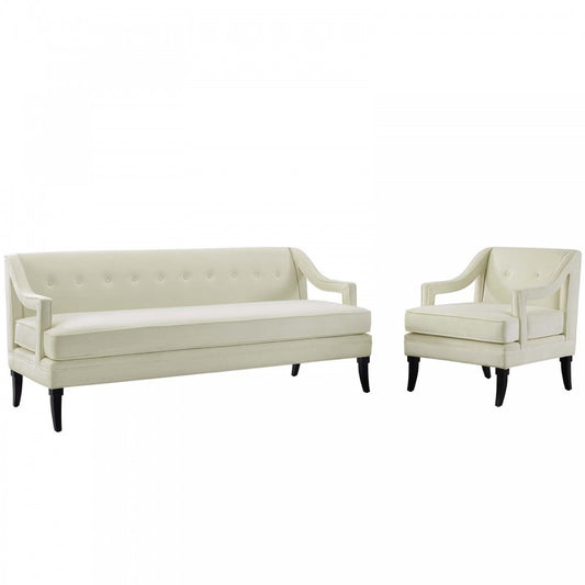 Concur Living Room Set Performance Velvet Set of 2, Ivory, EEI-4024-IVO-SET