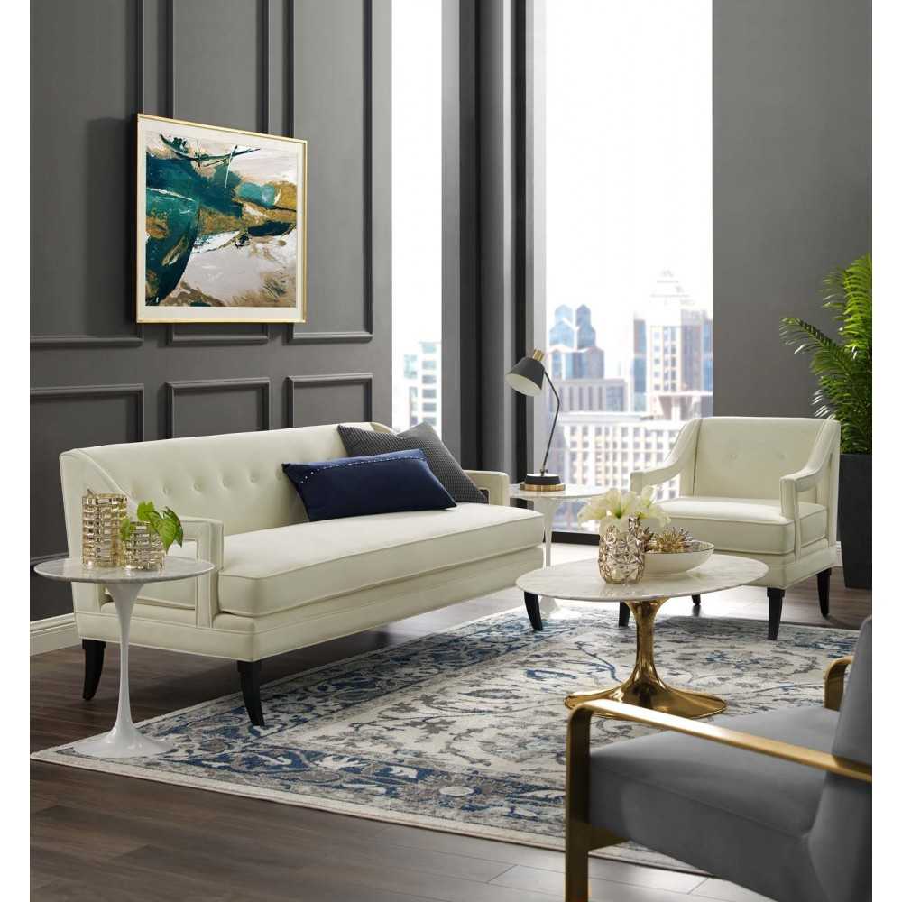 Concur Living Room Set Performance Velvet Set of 2, Ivory, EEI-4024-IVO-SET