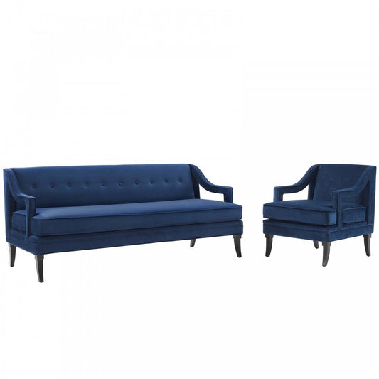 Concur Living Room Set Performance Velvet Set of 2, Navy, EEI-4024-NAV-SET
