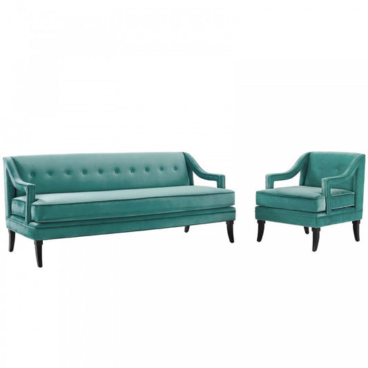 Concur Living Room Set Performance Velvet Set of 2, Teal, EEI-4024-TEA-SET