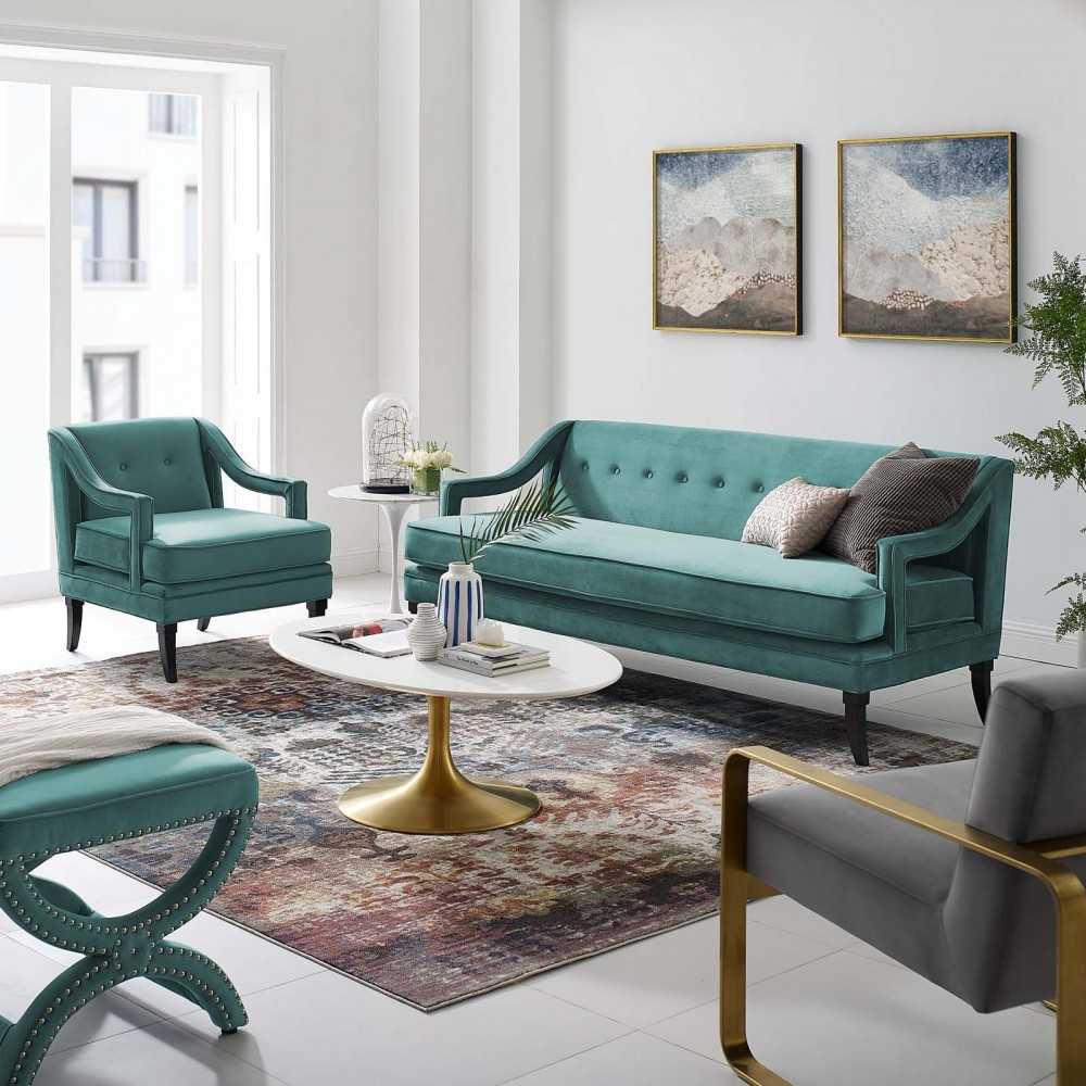 Concur Living Room Set Performance Velvet Set of 2, Teal, EEI-4024-TEA-SET