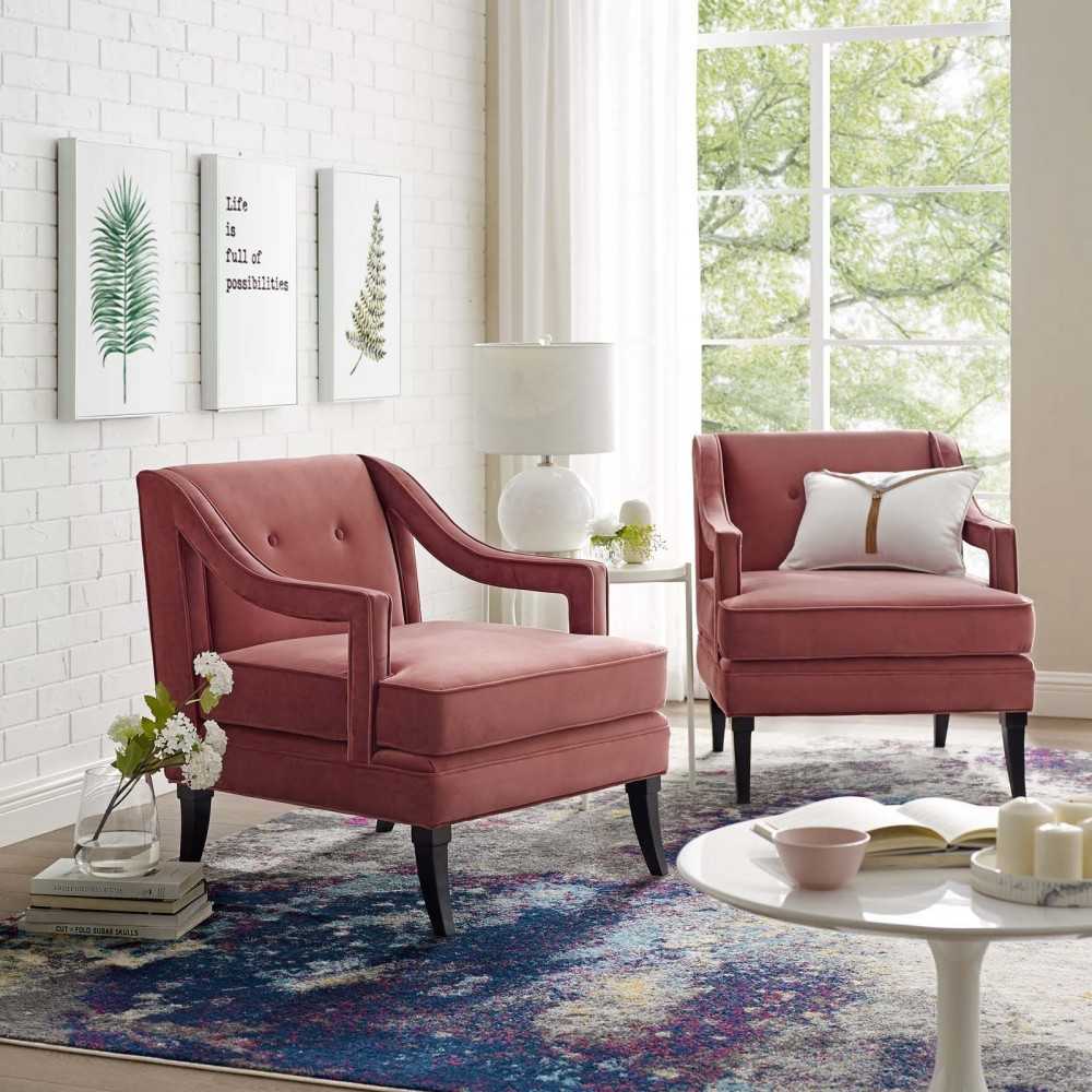Concur Living Room Set Performance Velvet Set of 2, Dusty Rose, EEI-4026-DUS