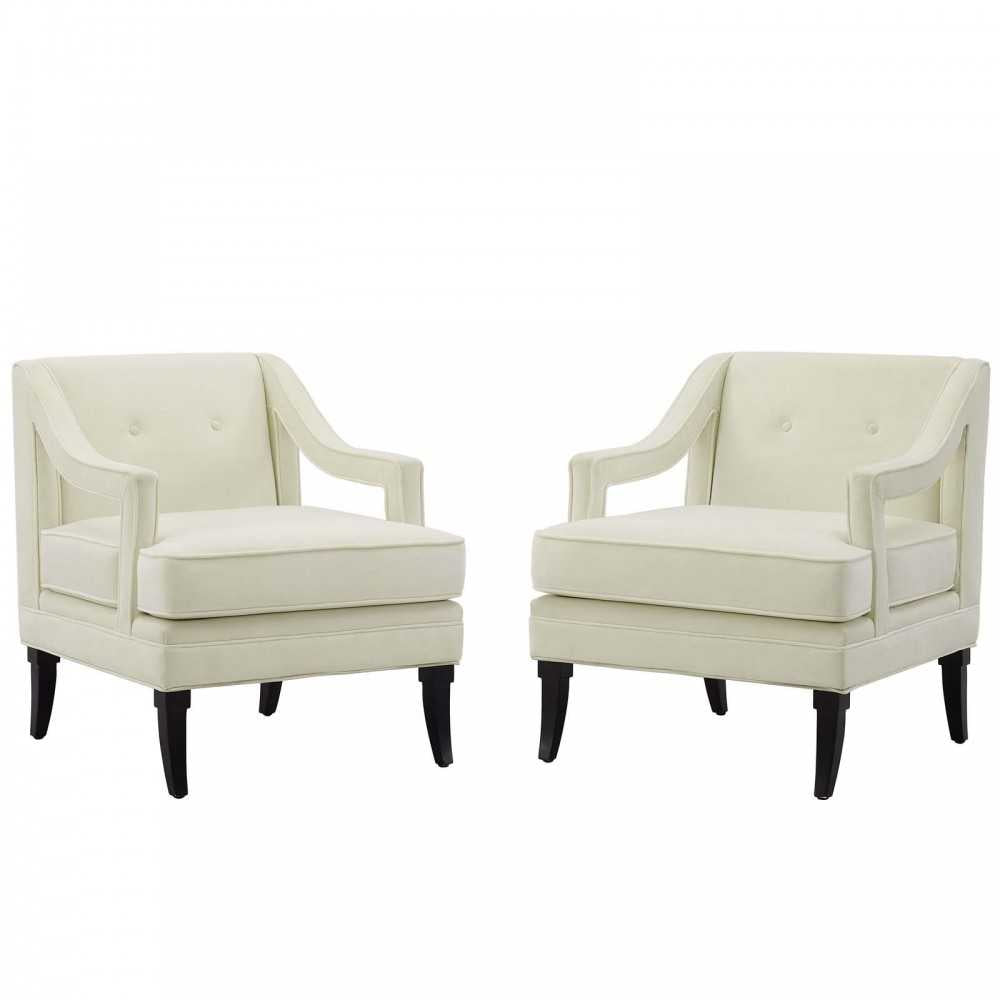 Concur Living Room Set Performance Velvet Set of 2, Ivory, EEI-4026-IVO