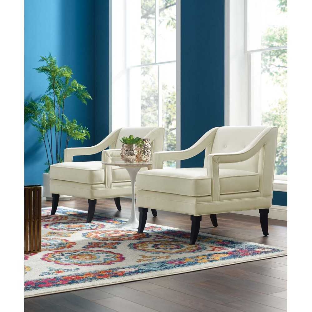 Concur Living Room Set Performance Velvet Set of 2, Ivory, EEI-4026-IVO
