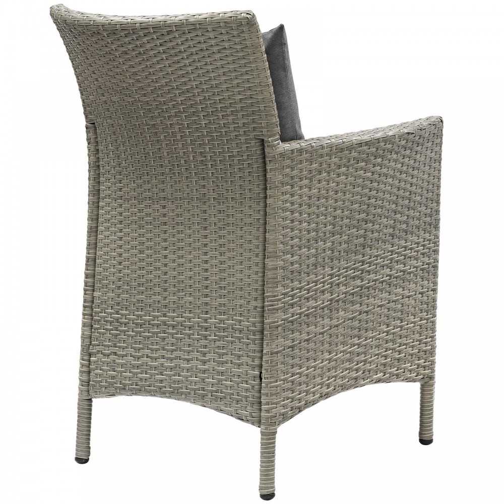 Conduit 5 Piece Outdoor Patio Wicker Rattan Dining Set, Light Gray Charcoal