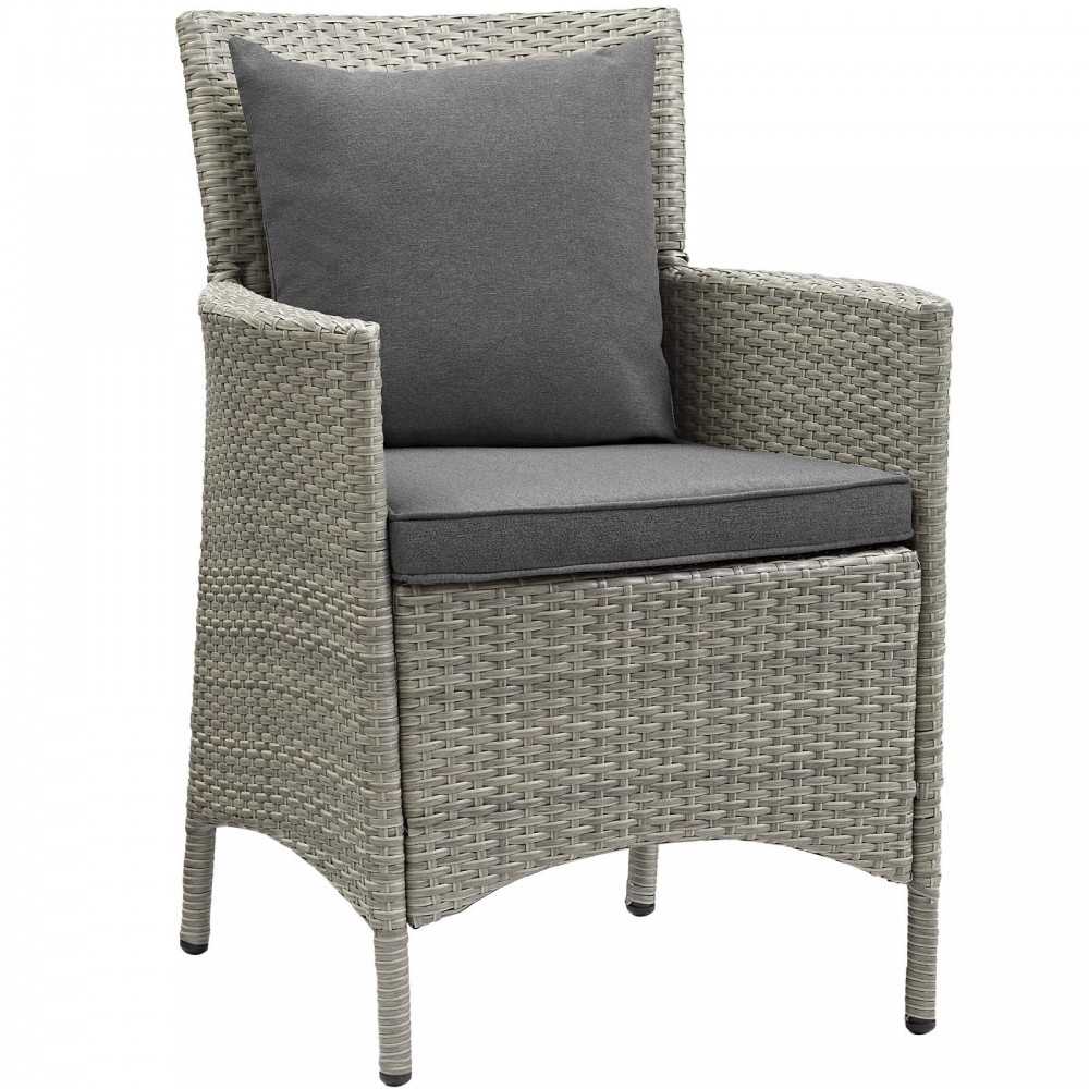 Conduit 5 Piece Outdoor Patio Wicker Rattan Dining Set, Light Gray Charcoal