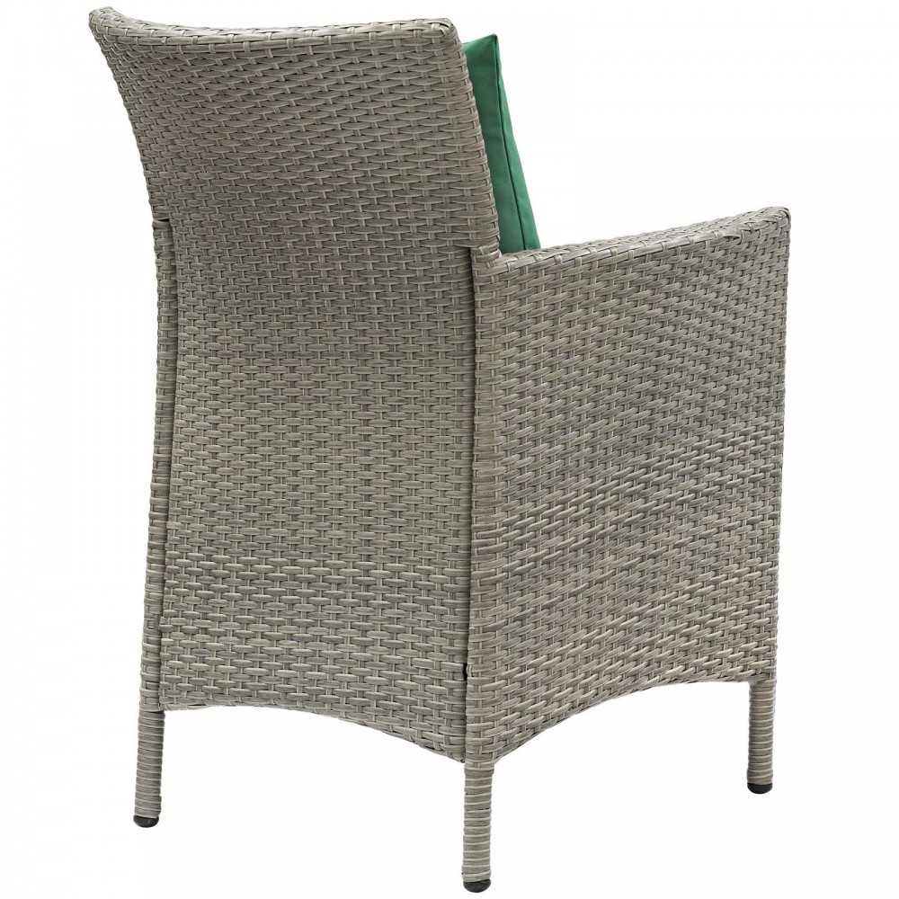 Conduit 5 Piece Outdoor Patio Wicker Rattan Dining Set, Light Gray Green