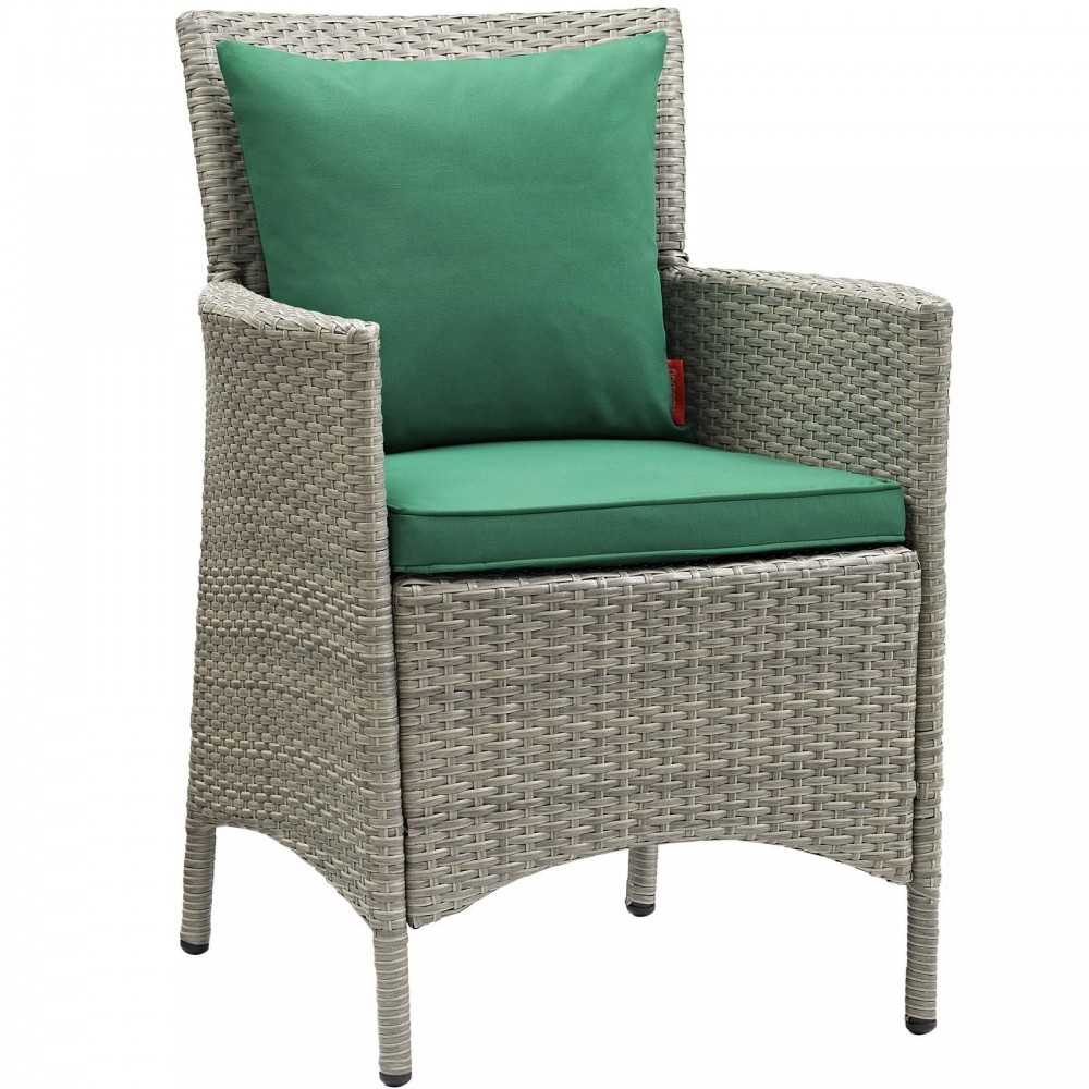 Conduit 5 Piece Outdoor Patio Wicker Rattan Dining Set, Light Gray Green