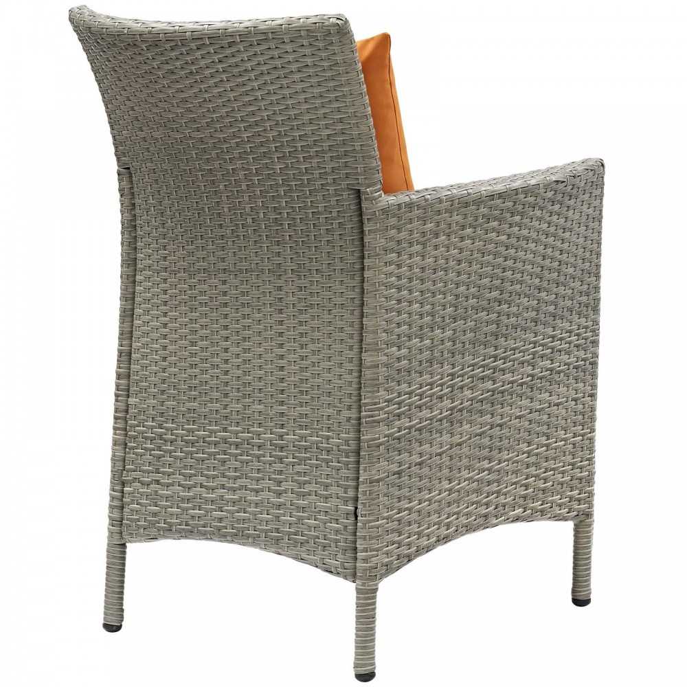 Conduit 5 Piece Outdoor Patio Wicker Rattan Dining Set, Light Gray Orange