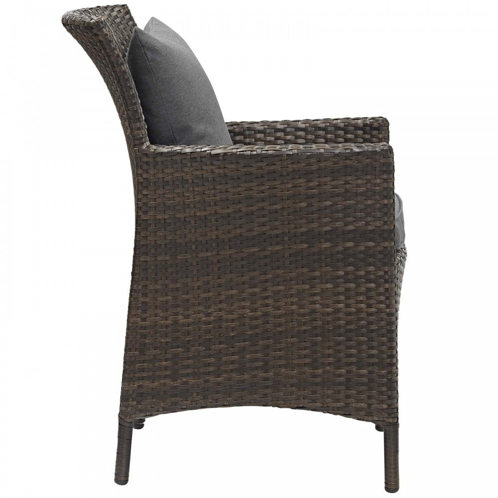 Conduit 5 Piece Outdoor Patio Wicker Rattan Set, Brown Charcoal, EEI-3892-BRN-CHA-SET