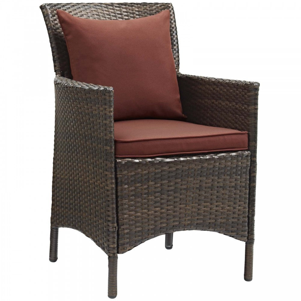 Conduit 5 Piece Outdoor Patio Wicker Rattan Set, Brown Currant, EEI-3892-BRN-CUR-SET