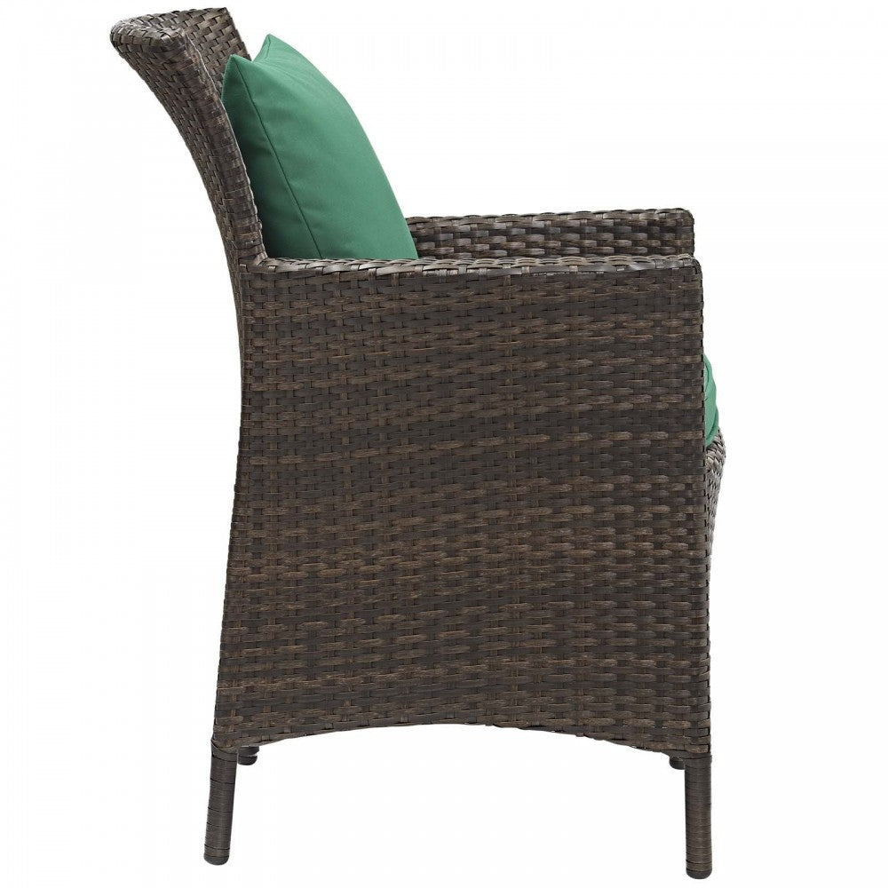 Conduit 5 Piece Outdoor Patio Wicker Rattan Set, Brown Green, EEI-3892-BRN-GRN-SET