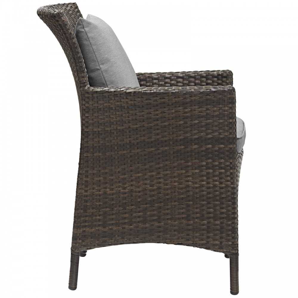 Conduit 5 Piece Outdoor Patio Wicker Rattan Set, Brown Gray, EEI-3892-BRN-GRY-SET