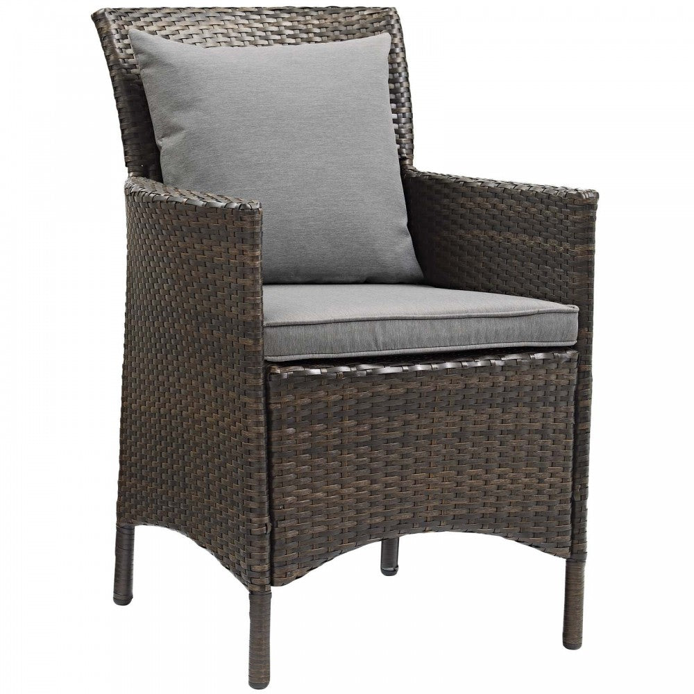 Conduit 5 Piece Outdoor Patio Wicker Rattan Set, Brown Gray, EEI-3892-BRN-GRY-SET