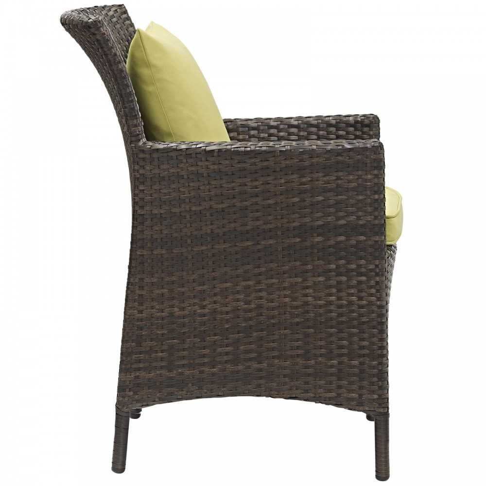 Conduit 5 Piece Outdoor Patio Wicker Rattan Set, Brown Peridot, EEI-3892-BRN-PER-SET