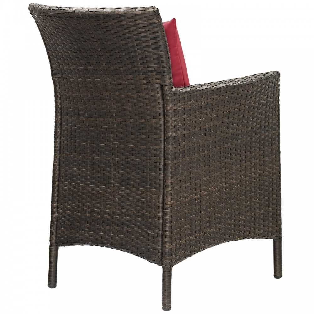 Conduit 5 Piece Outdoor Patio Wicker Rattan Set, Brown Red, EEI-3892-BRN-RED-SET