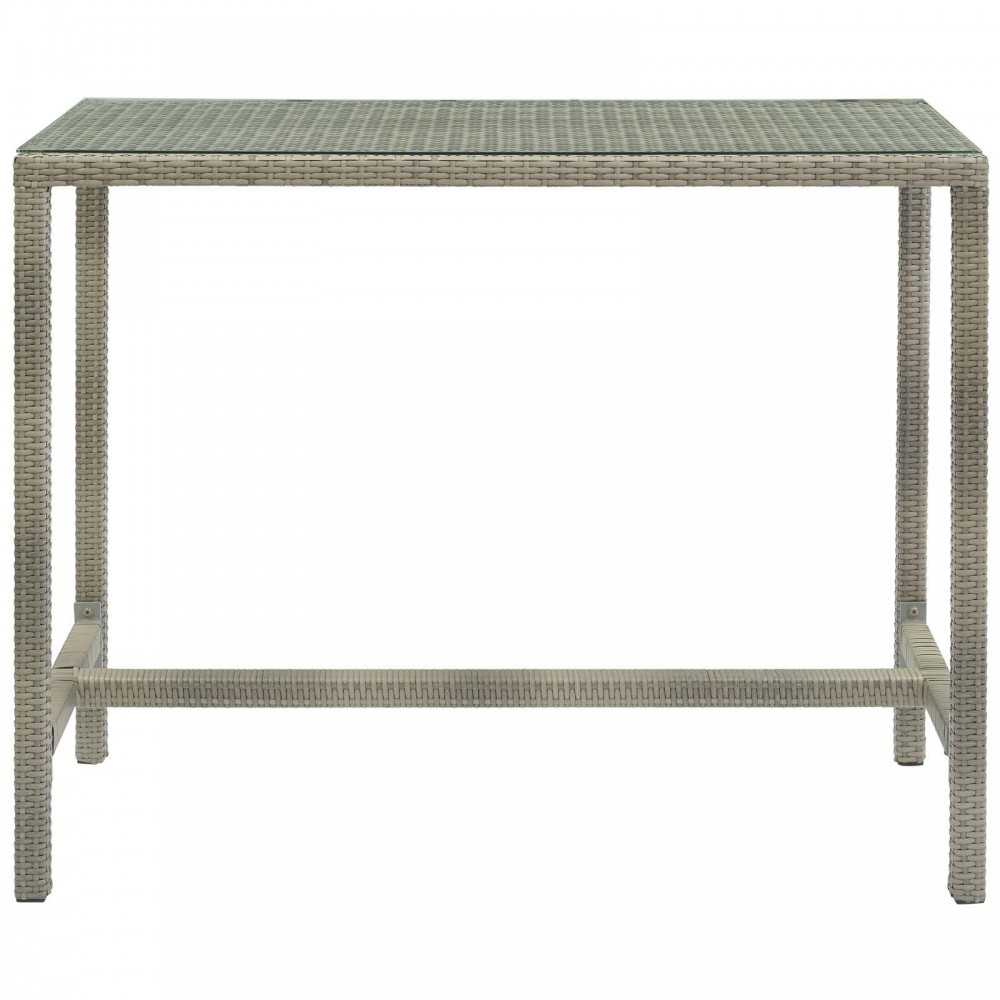 Conduit 5 Piece Outdoor Patio Wicker Rattan Set, Light Gray Green