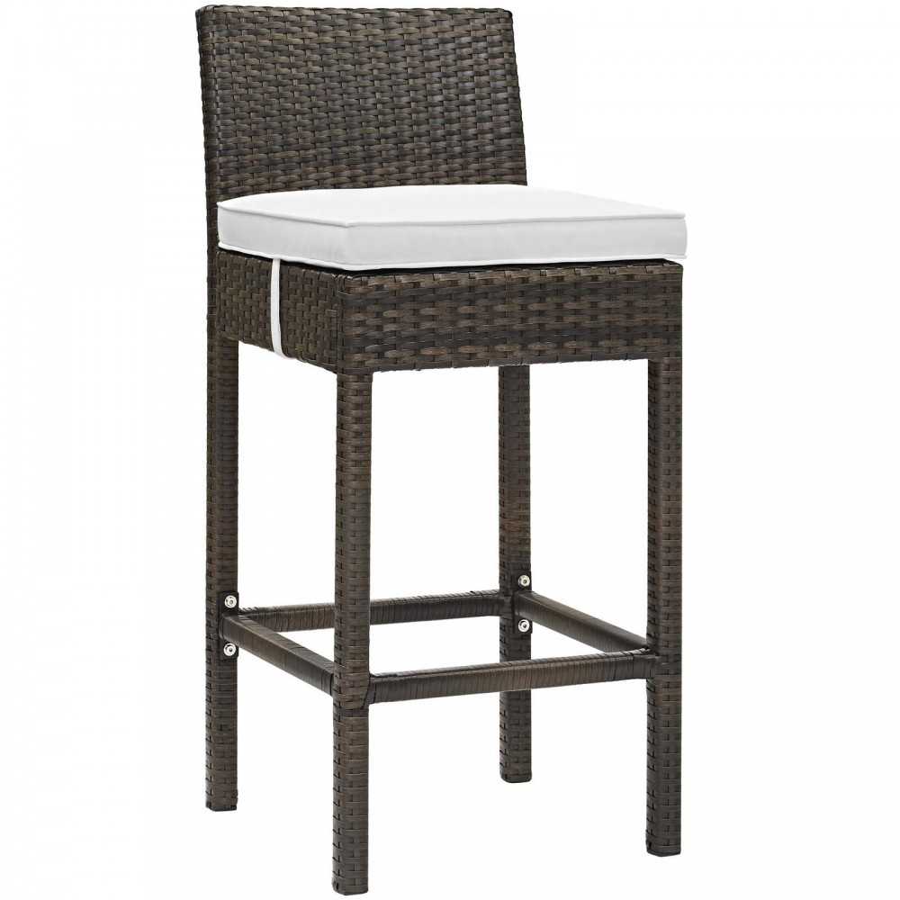 Conduit Bar Stool Outdoor Patio Wicker Rattan Set of 2, Brown White