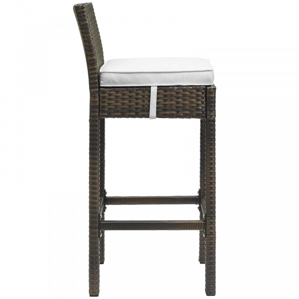 Conduit Bar Stool Outdoor Patio Wicker Rattan Set of 2, Brown White