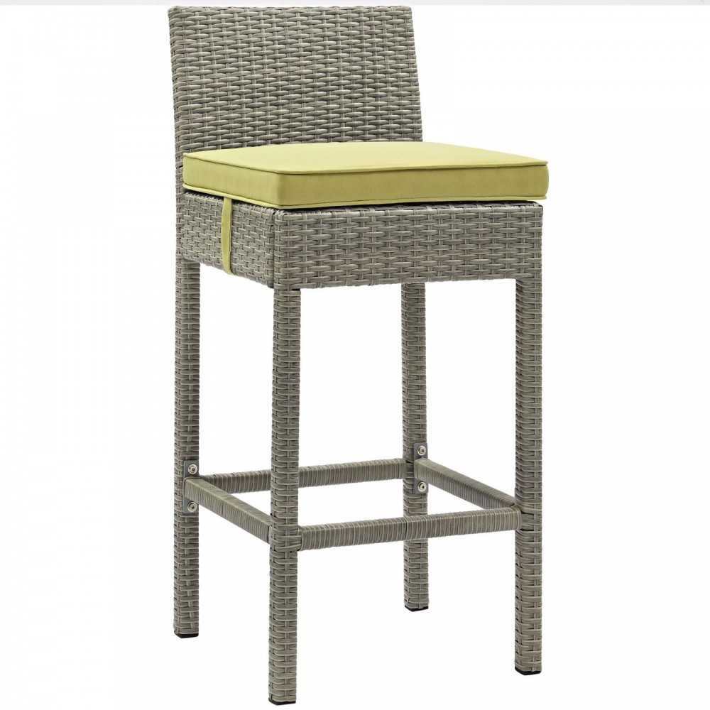 Conduit Bar Stool Outdoor Patio Wicker Rattan Set of 2, Light Gray Peridot
