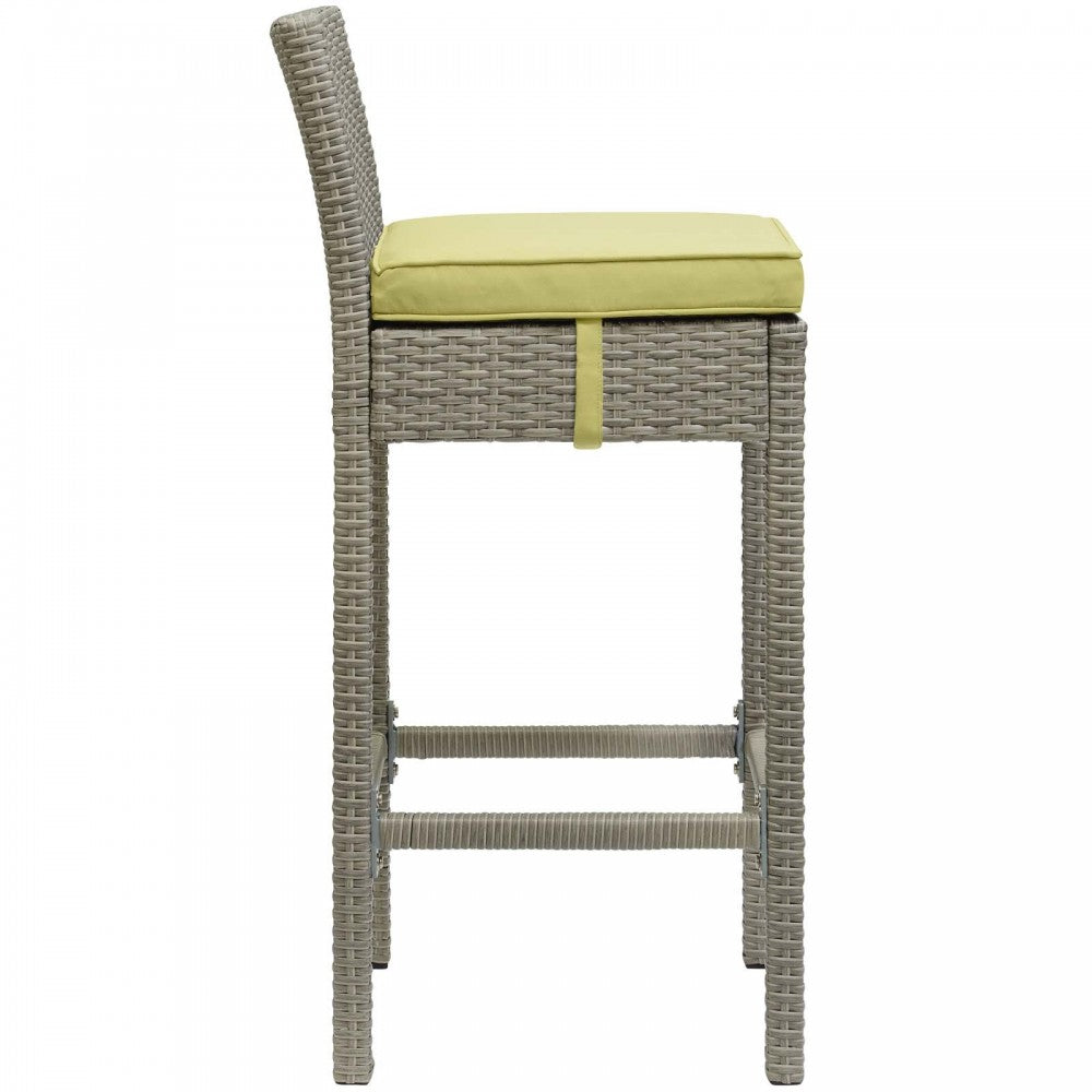 Conduit Bar Stool Outdoor Patio Wicker Rattan Set of 2, Light Gray Peridot