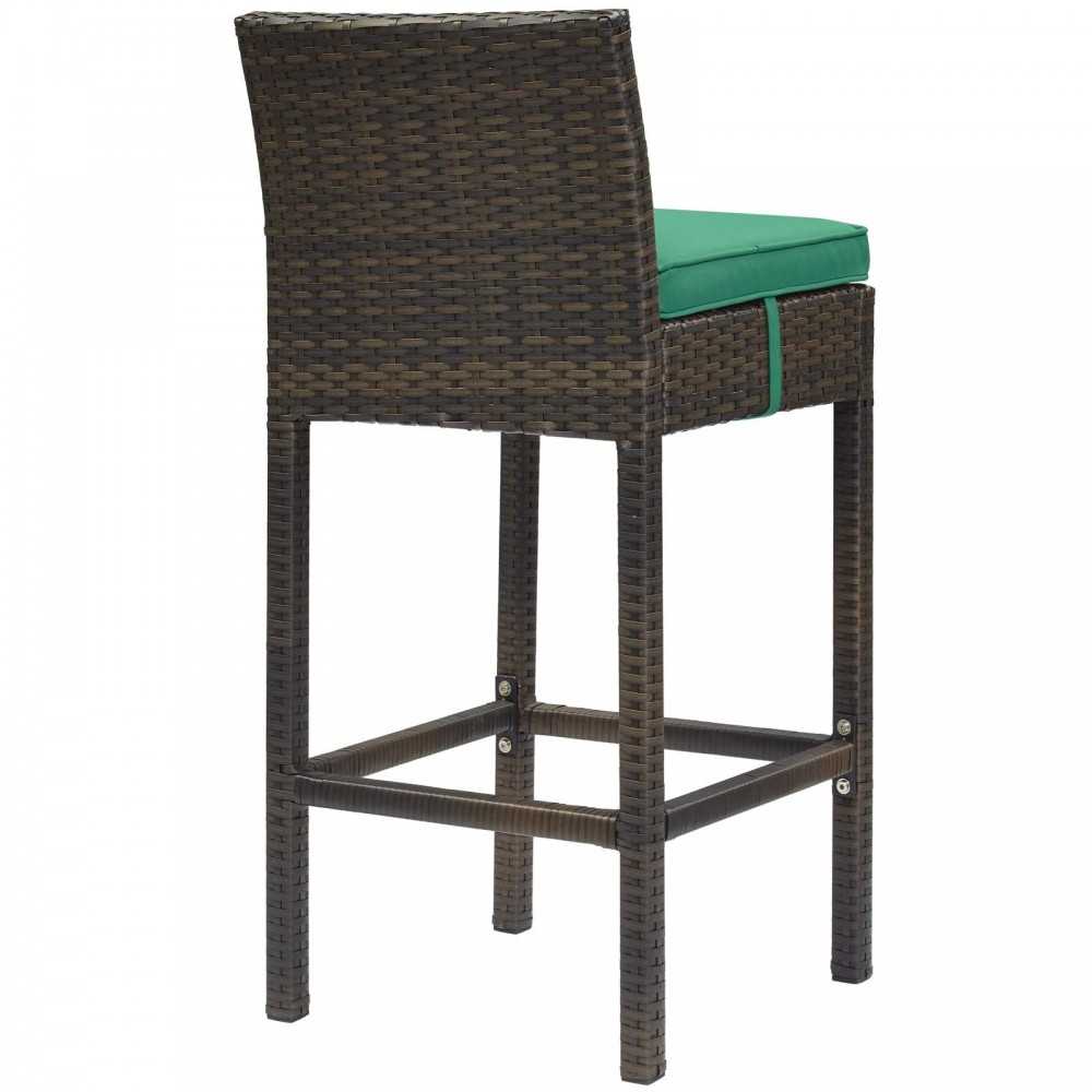 Conduit Bar Stool Outdoor Patio Wicker Rattan Set of 2, Brown Green