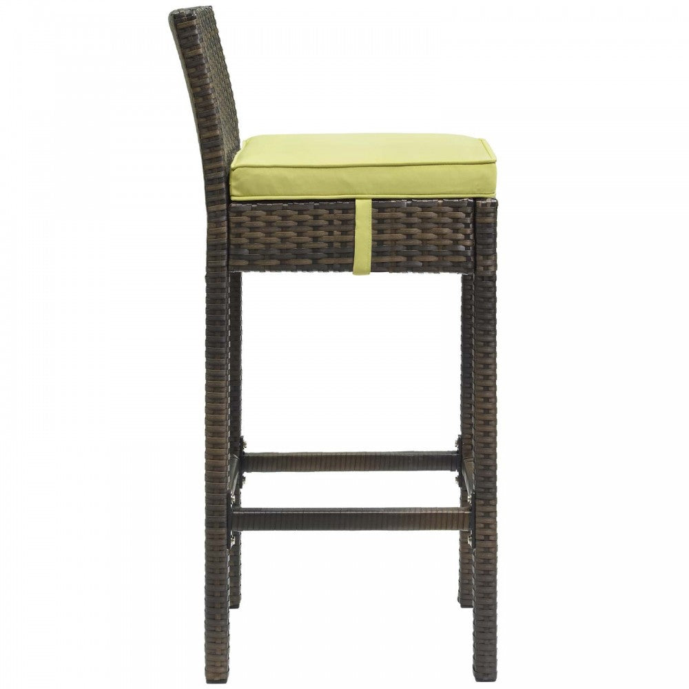 Conduit Bar Stool Outdoor Patio Wicker Rattan Set of 2, Brown Peridot