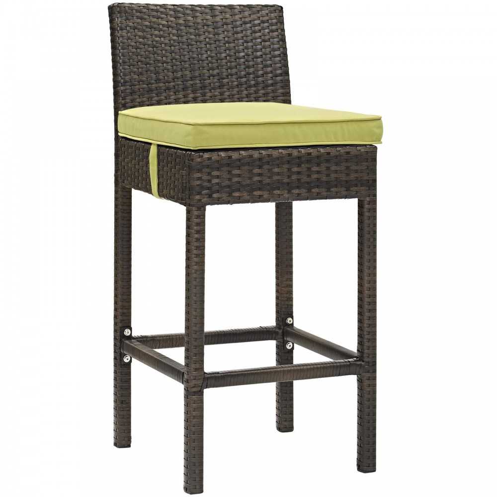 Conduit Bar Stool Outdoor Patio Wicker Rattan Set of 2, Brown Peridot