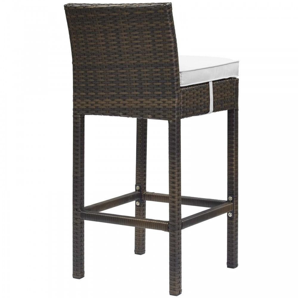 Conduit Bar Stool Outdoor Patio Wicker Rattan Set of 4, Brown White