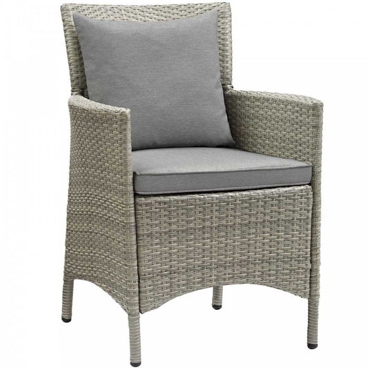 Conduit Outdoor Patio Wicker Rattan Dining Armchair, Light Gray Gray