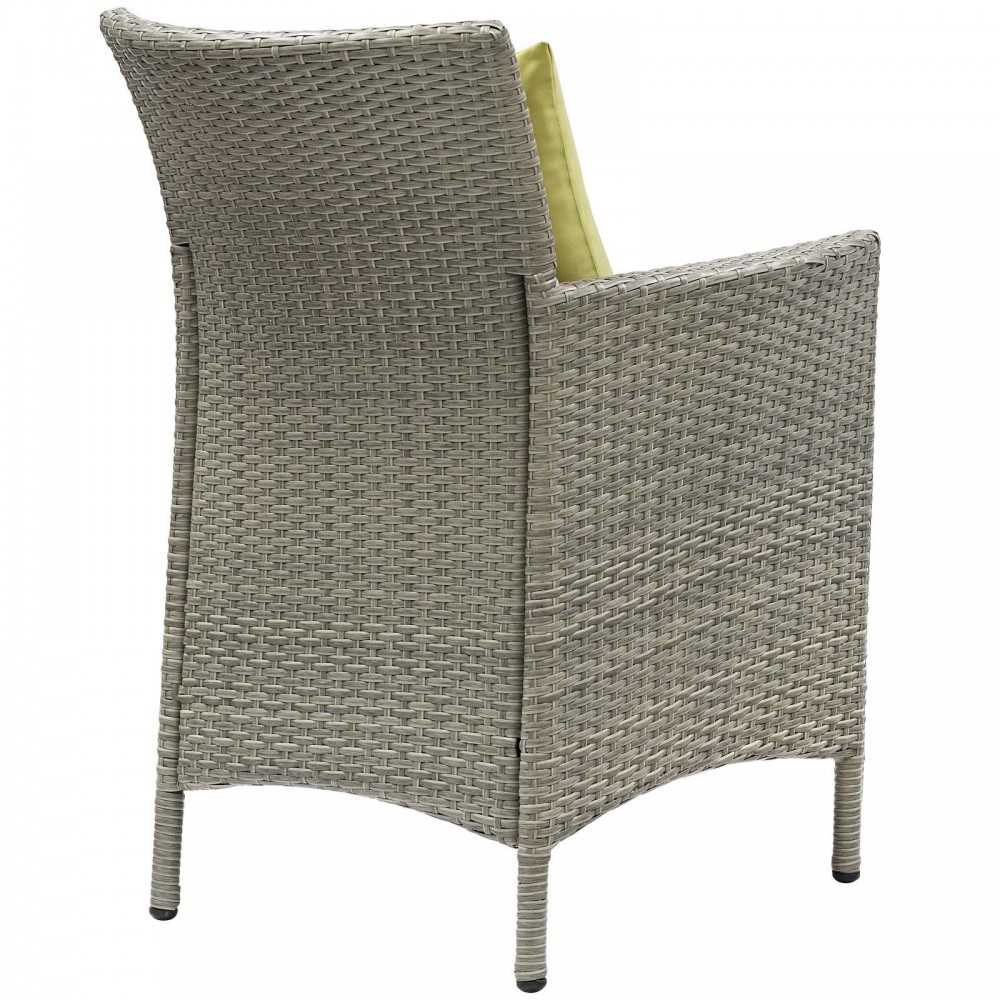 Conduit Outdoor Patio Wicker Rattan Dining Armchair, Light Gray Peridot