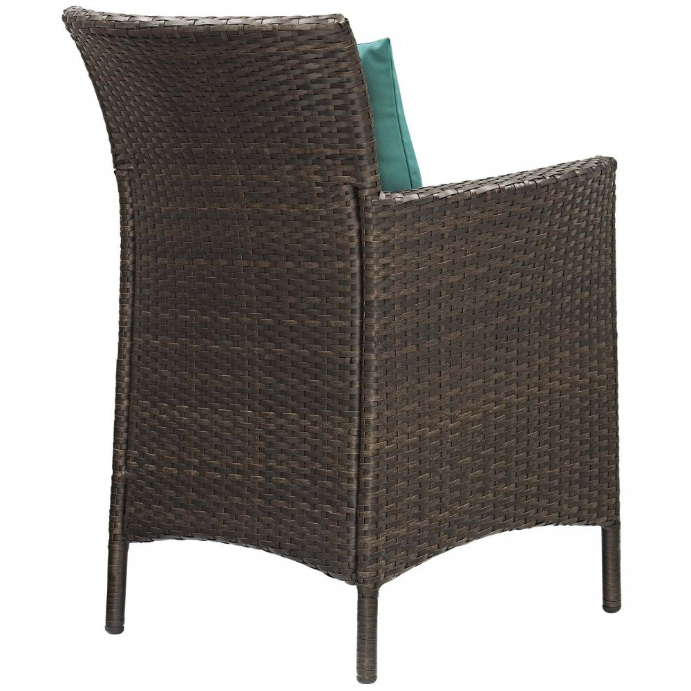 Conduit Outdoor Patio Wicker Rattan Dining Armchair, Brown Green