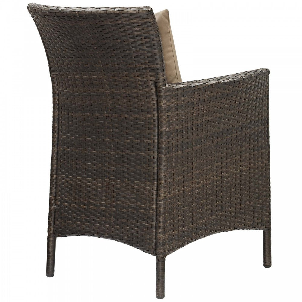 Conduit Outdoor Patio Wicker Rattan Dining Armchair, Brown Mocha