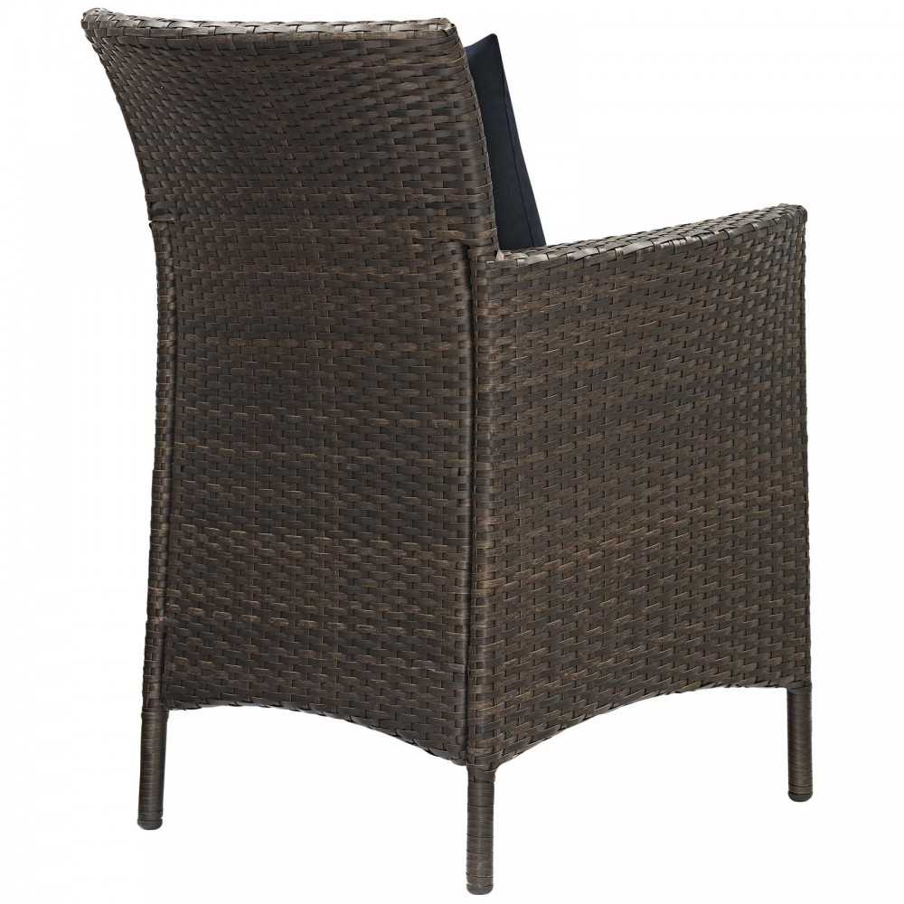 Conduit Outdoor Patio Wicker Rattan Dining Armchair, Brown Navy