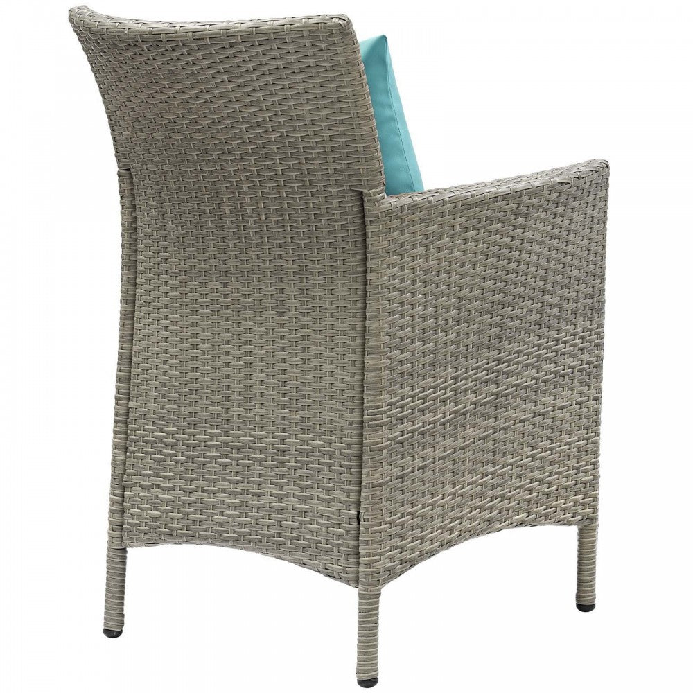 Conduit Outdoor Patio Wicker Rattan Dining Armchair Set of 2, Light Gray Turquoise