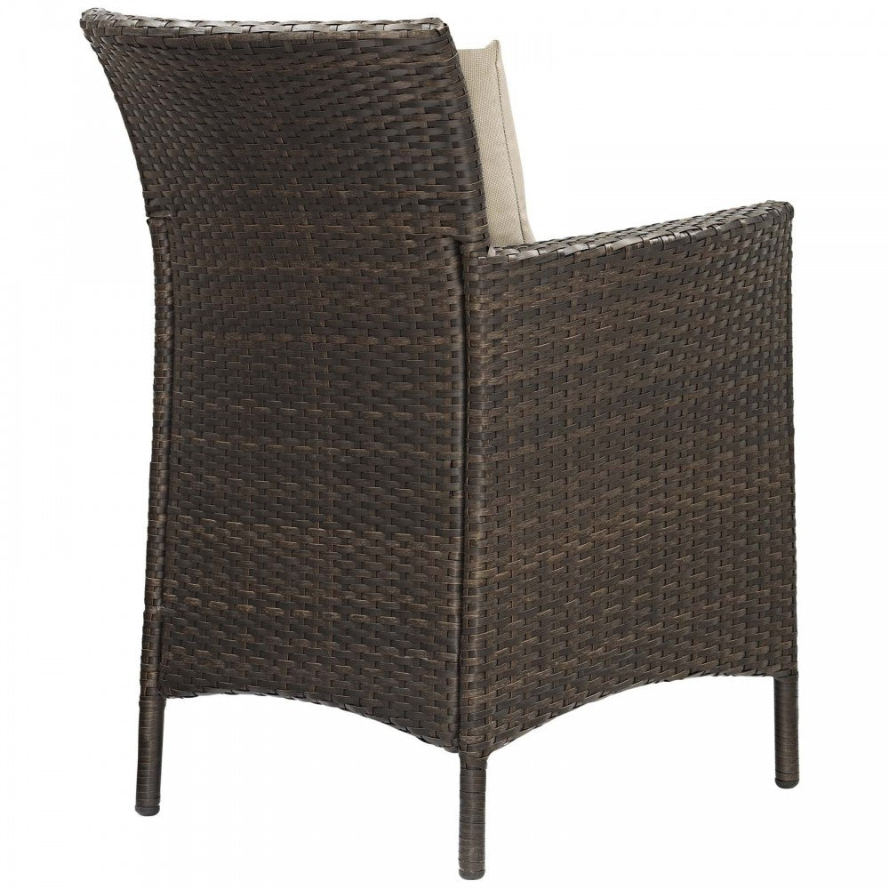 Conduit Outdoor Patio Wicker Rattan Dining Armchair Set of 2, Brown Beige