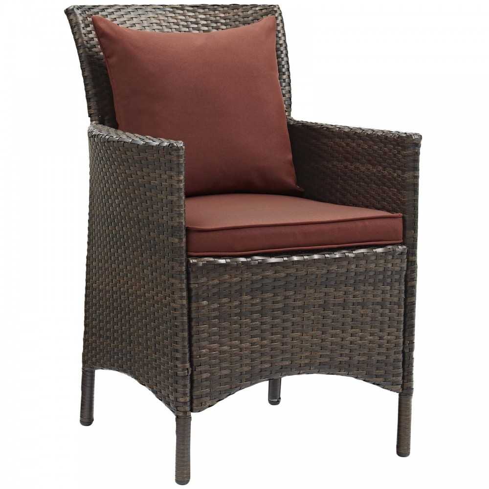Conduit Outdoor Patio Wicker Rattan Dining Armchair Set of 2, Brown Currant