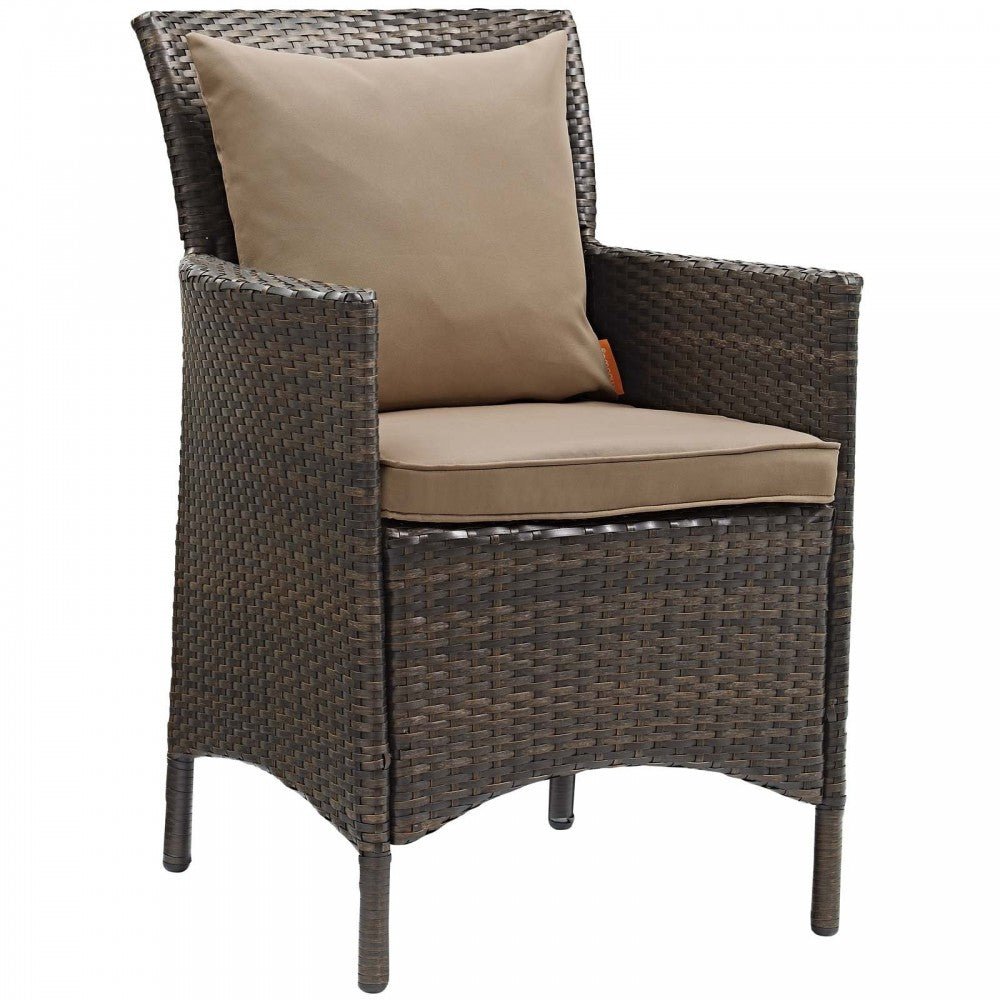 Conduit Outdoor Patio Wicker Rattan Dining Armchair Set of 2, Brown Mocha