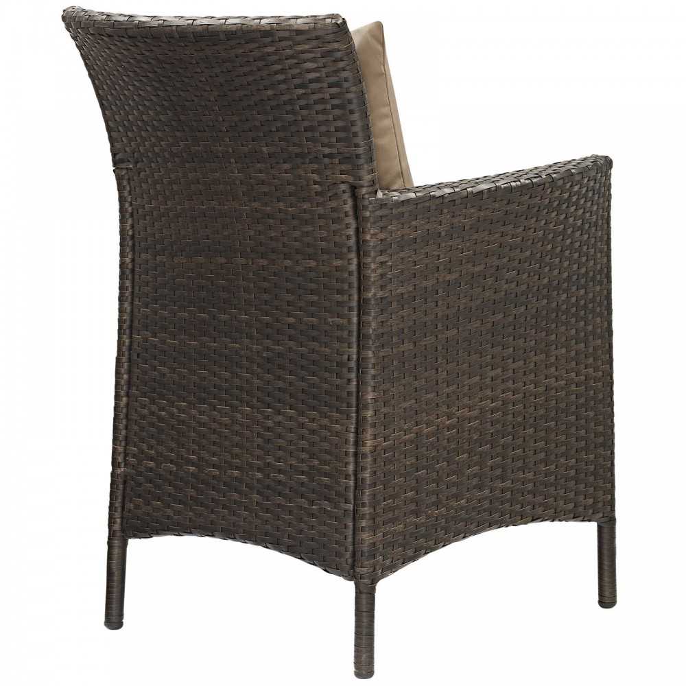 Conduit Outdoor Patio Wicker Rattan Dining Armchair Set of 2, Brown Mocha