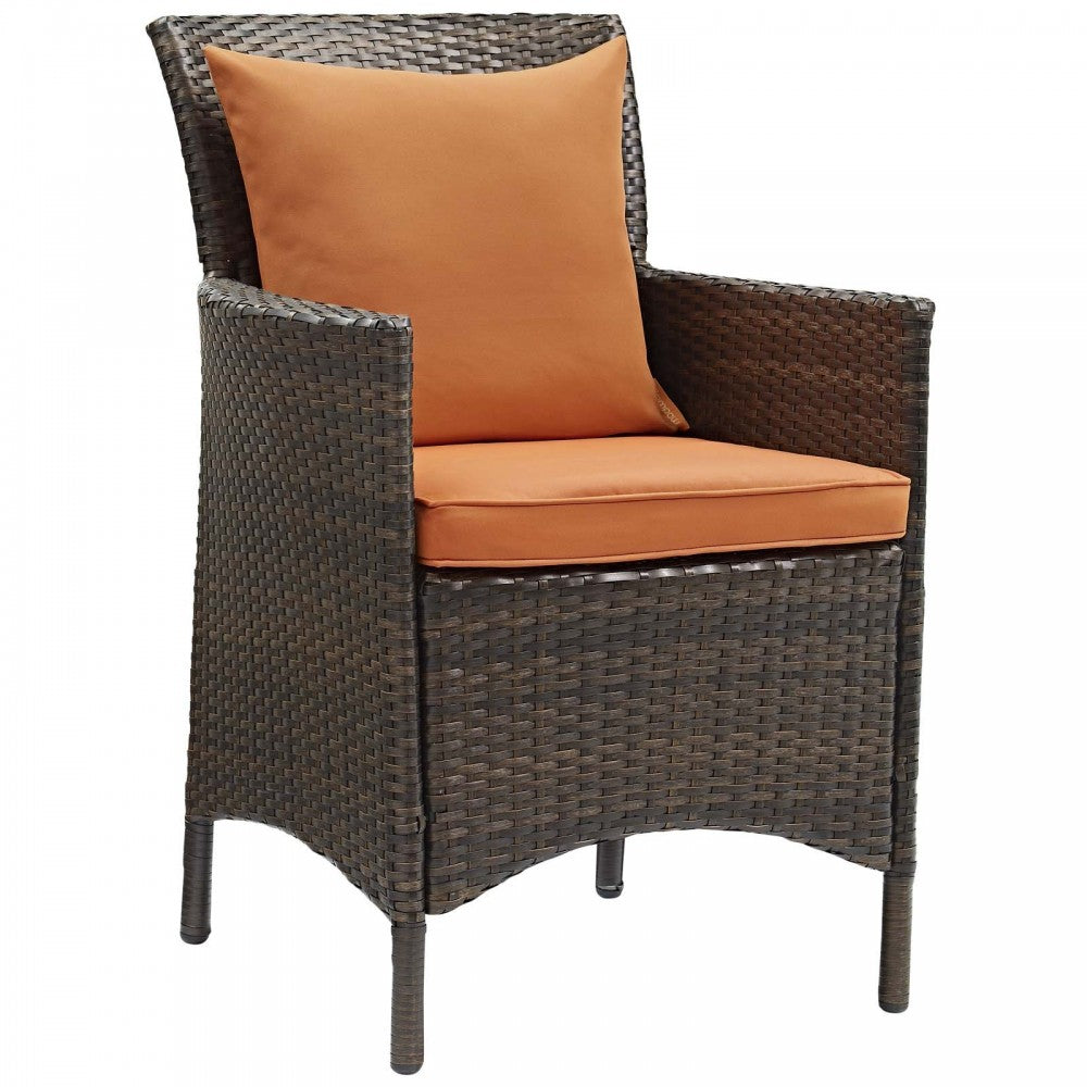 Conduit Outdoor Patio Wicker Rattan Dining Armchair Set of 2, Brown Orange