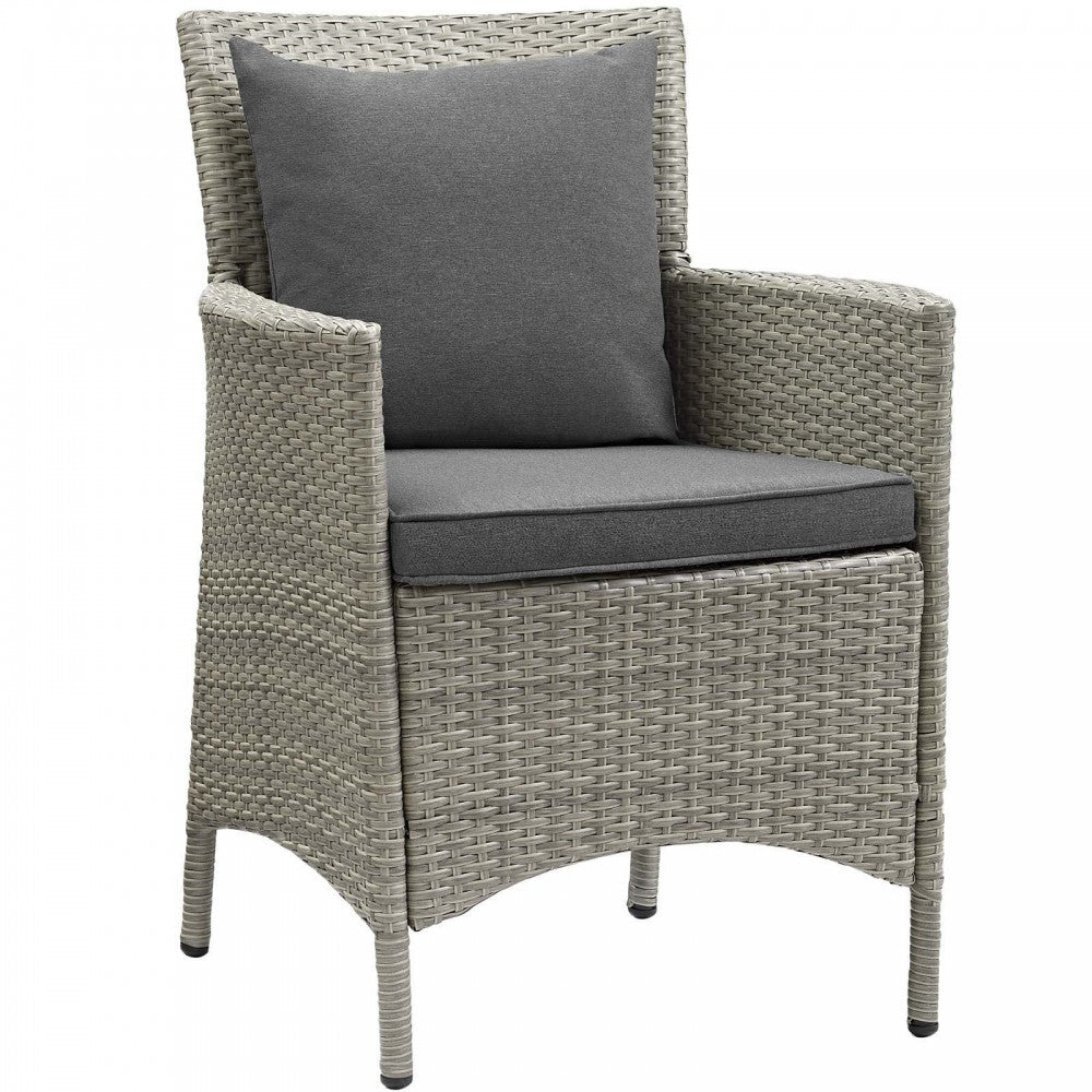 Conduit Outdoor Patio Wicker Rattan Dining Armchair Set of 2, Light Gray Charcoal