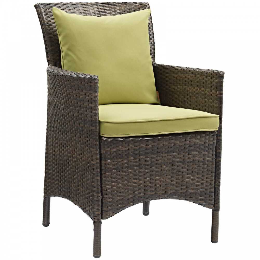 Conduit Outdoor Patio Wicker Rattan Dining Armchair Set of 2, Brown Peridot