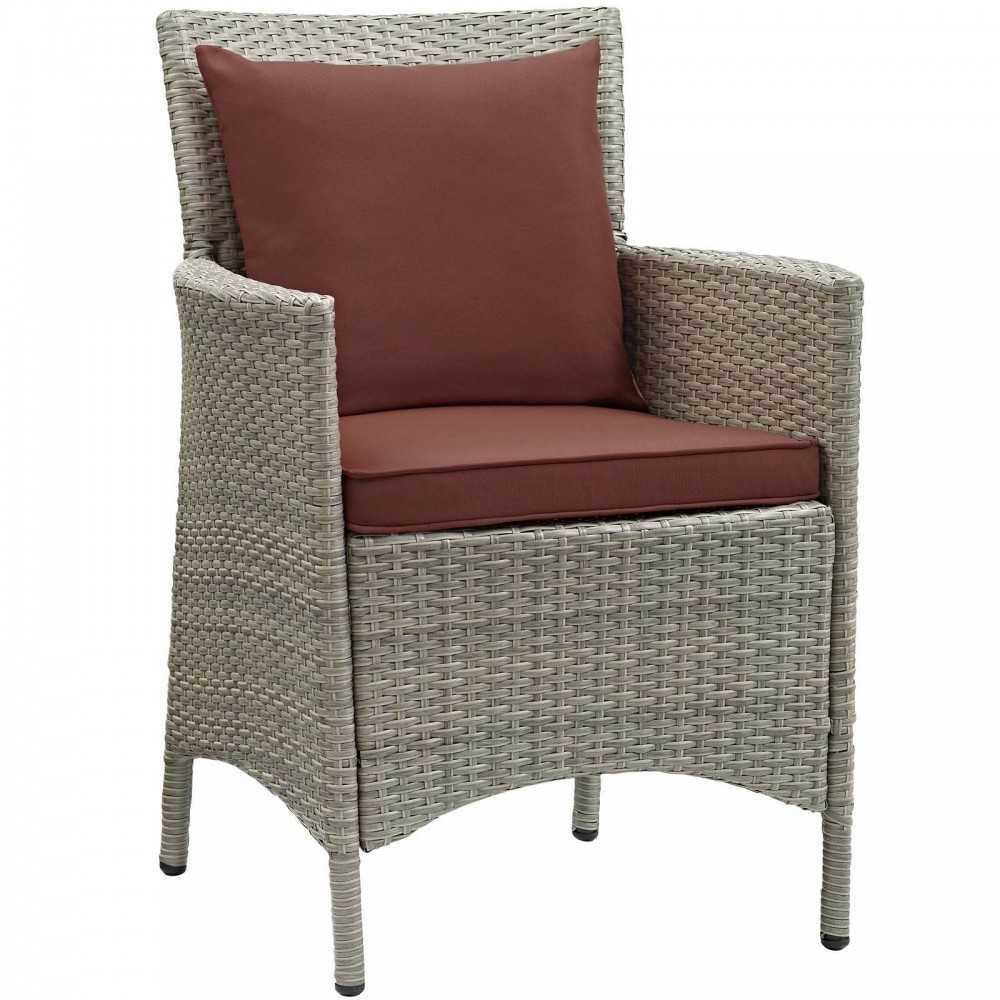 Conduit Outdoor Patio Wicker Rattan Dining Armchair Set of 2, Light Gray Currant