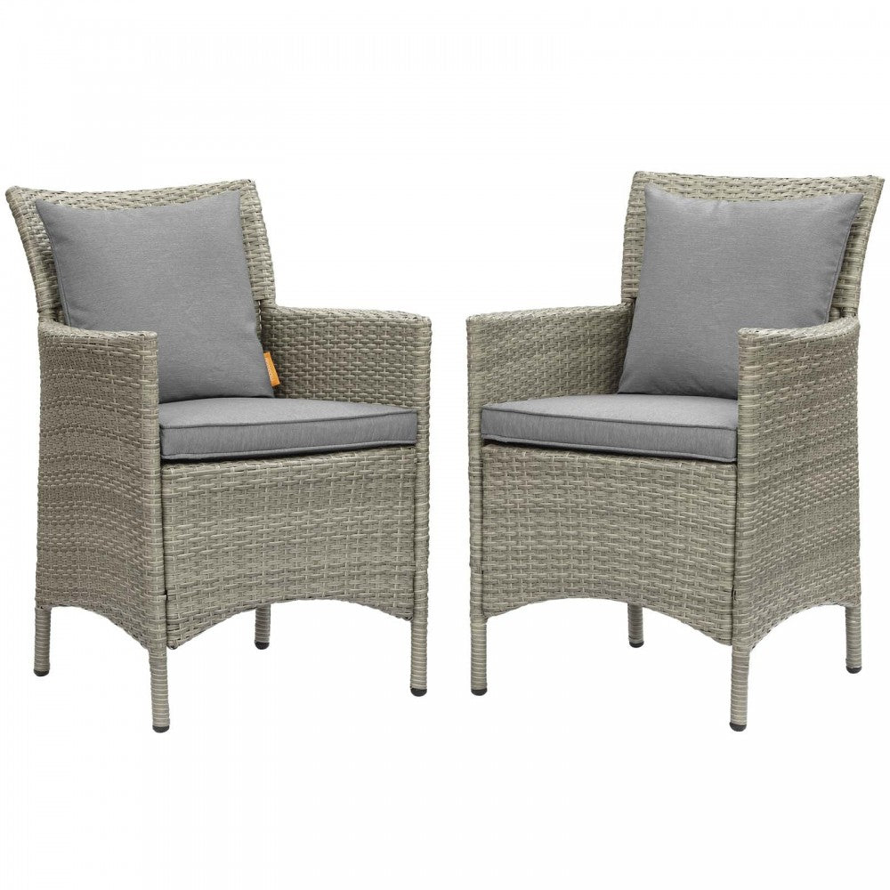 Conduit Outdoor Patio Wicker Rattan Dining Armchair Set of 2, Light Gray Gray