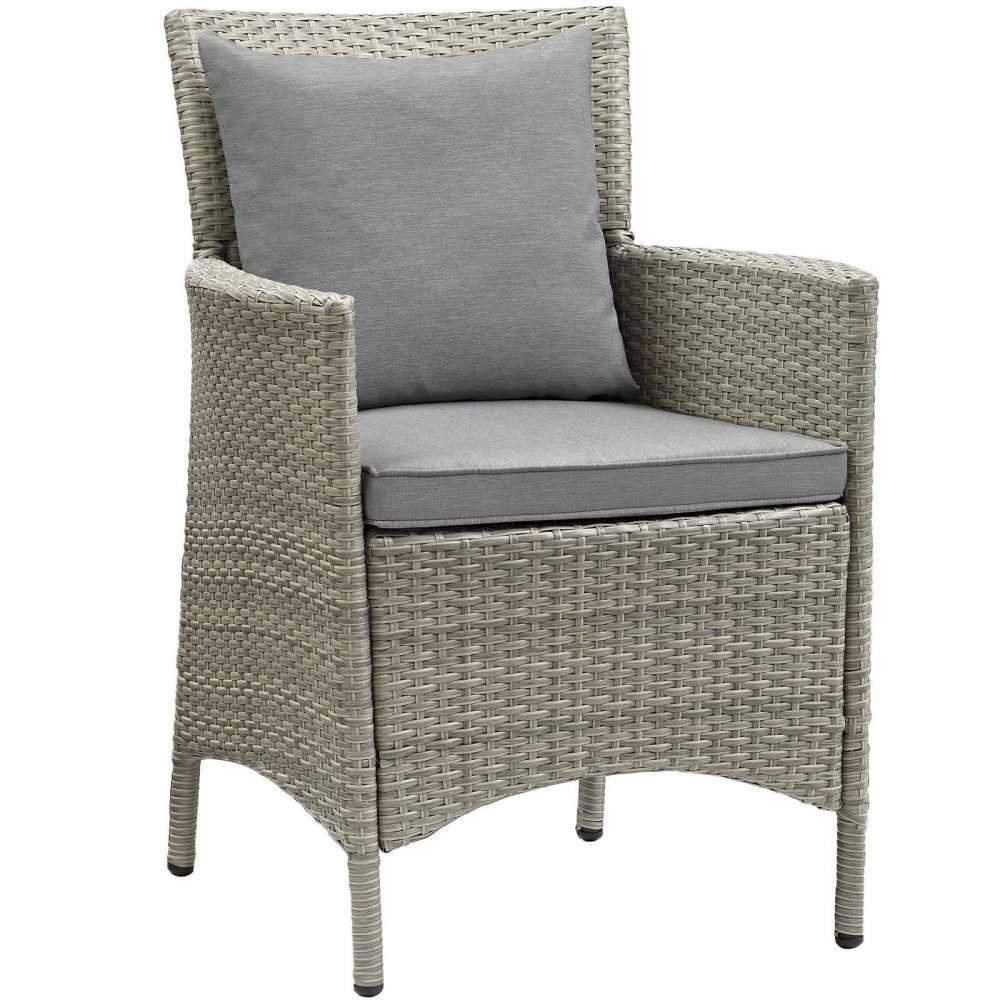 Conduit Outdoor Patio Wicker Rattan Dining Armchair Set of 2, Light Gray Gray