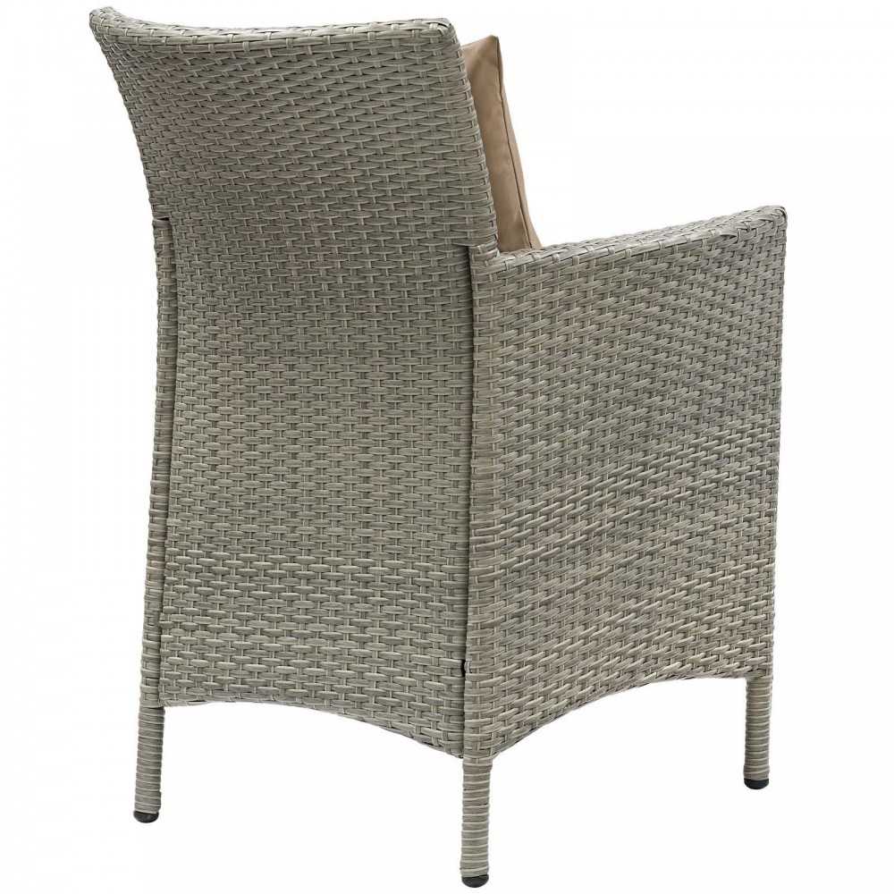 Conduit Outdoor Patio Wicker Rattan Dining Armchair Set of 2, Light Gray Mocha
