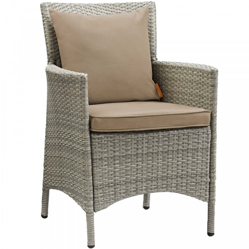 Conduit Outdoor Patio Wicker Rattan Dining Armchair Set of 2, Light Gray Mocha