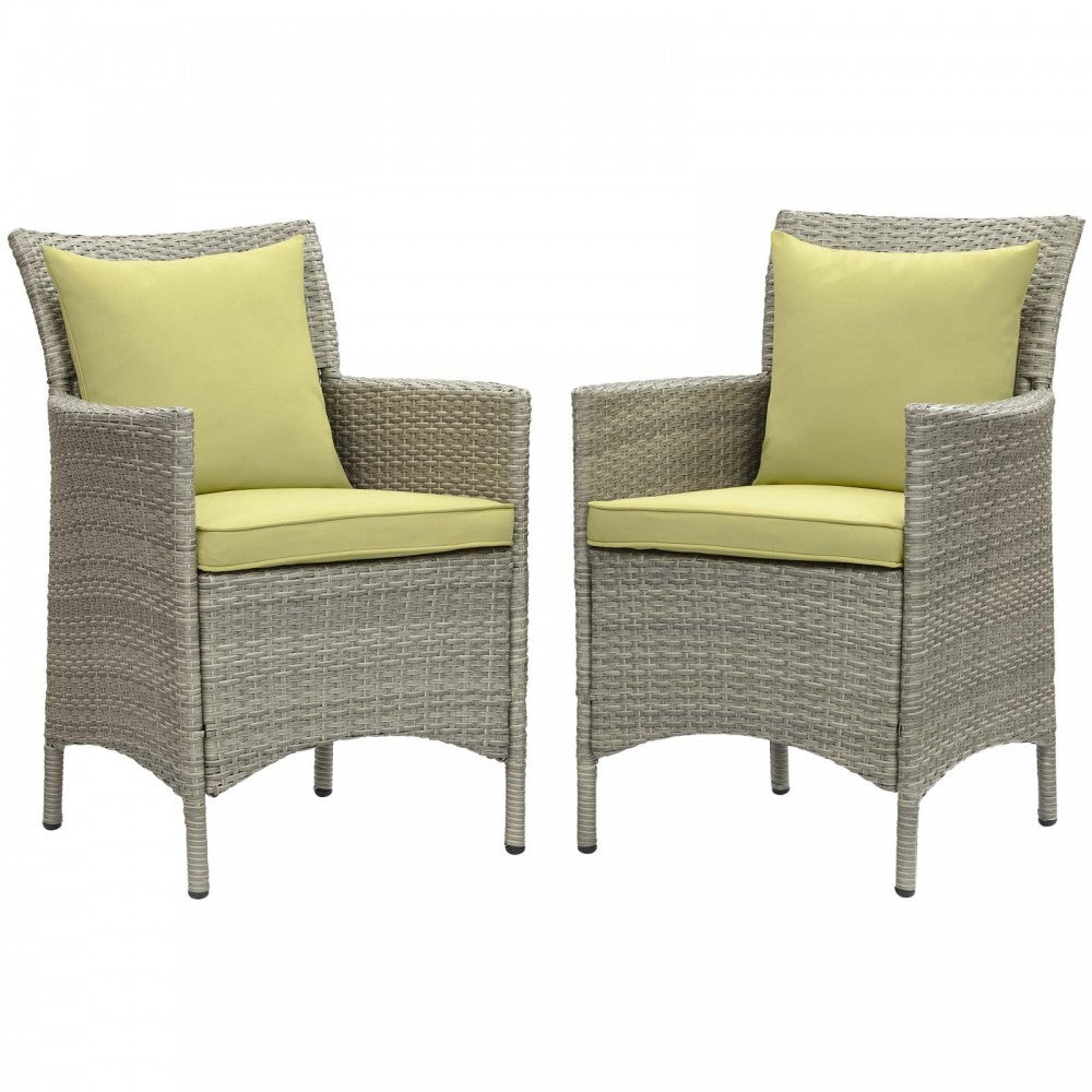 Conduit Outdoor Patio Wicker Rattan Dining Armchair Set of 2, Light Gray Peridot