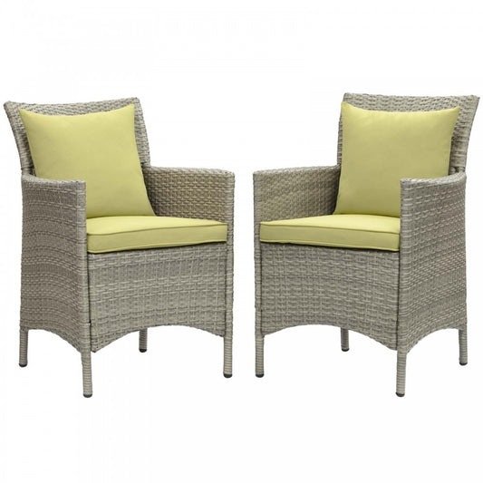Conduit Outdoor Patio Wicker Rattan Dining Armchair Set of 2, Light Gray Peridot